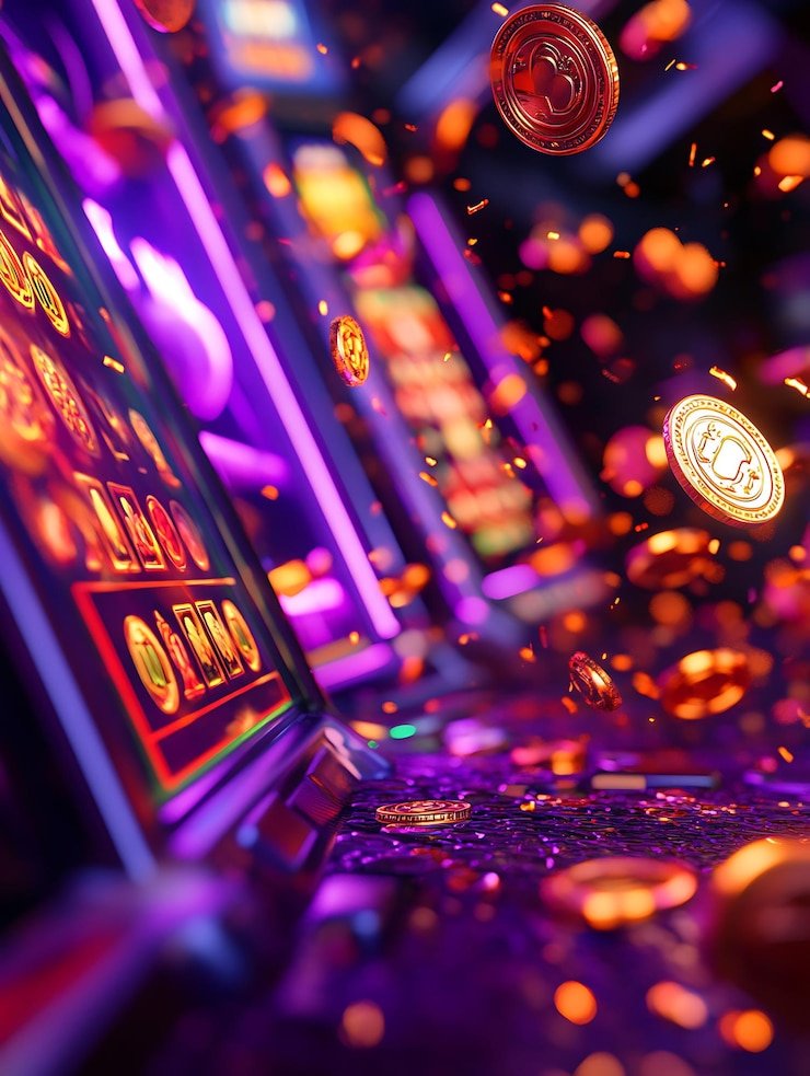 Meja permainan blackjack yang lengkap dengan kartu dan chip di kasino digital